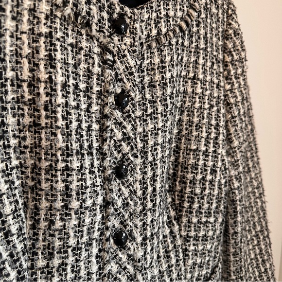 Vintage Kate Hill Tweed Button Front Jacket Black Cream - Picture 8 of 9
